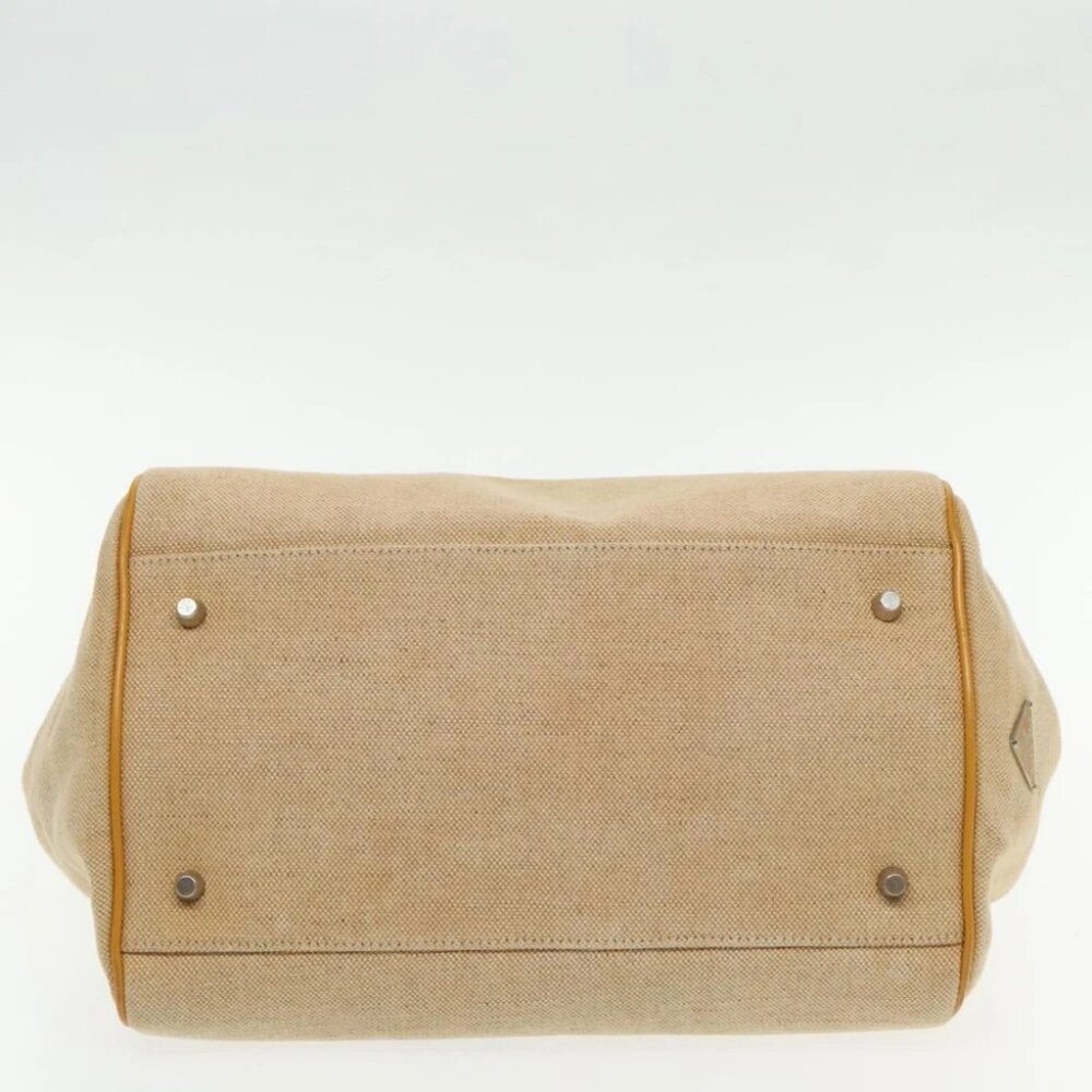 PRADA Hand Bag Canvas Beige Silver Auth 94761 - Picture 6 of 15